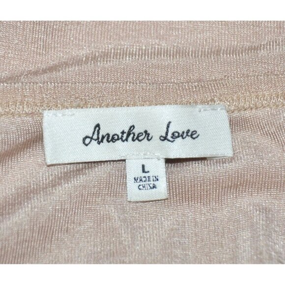 Another Love Ladies Beige Blouse Top Size L Shiny Slinky Neutral Career Casual - Picture 6 of 8